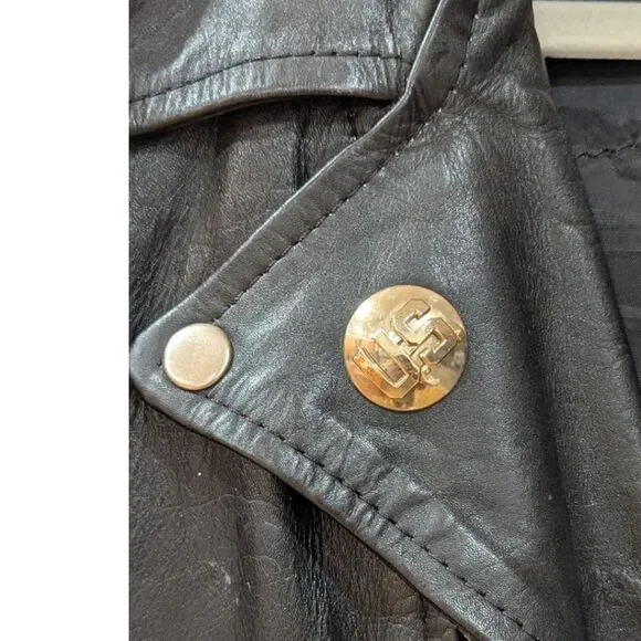 Vintage Ralph Lauren x Chaps U.S ARMY 100% Leather Moto Jacket Men's S in black - Picture 7 of 9